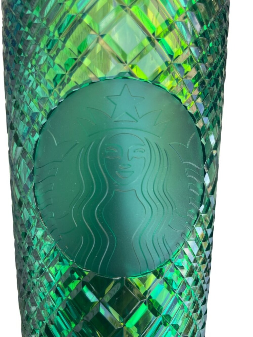 Starbucks Green Diamond Textured Cold Plastic Cup 24 Oz With Straw NWT - Picture 2 of 6
